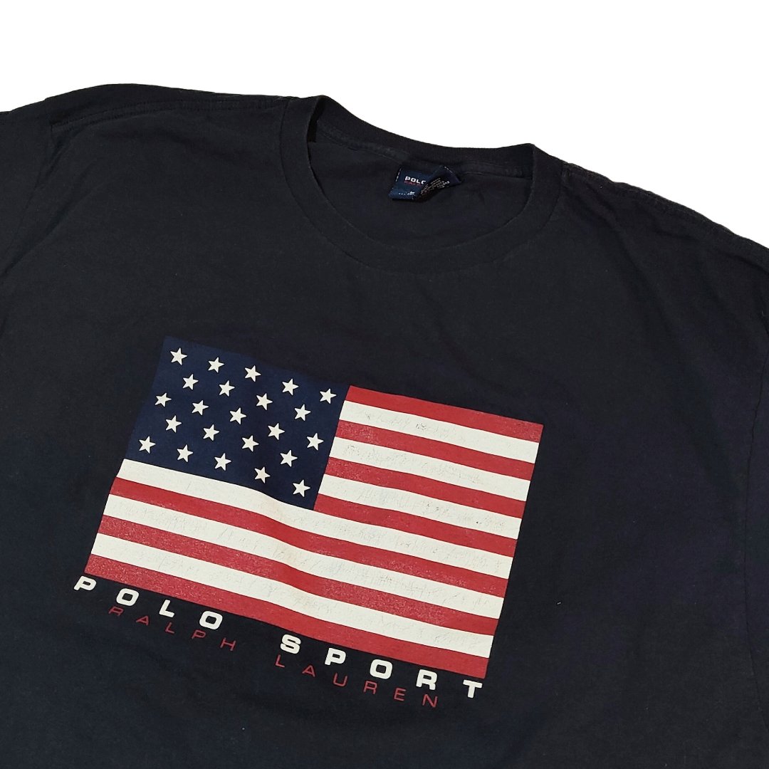 T-Shirt Polo Sport  USA Flag Blue