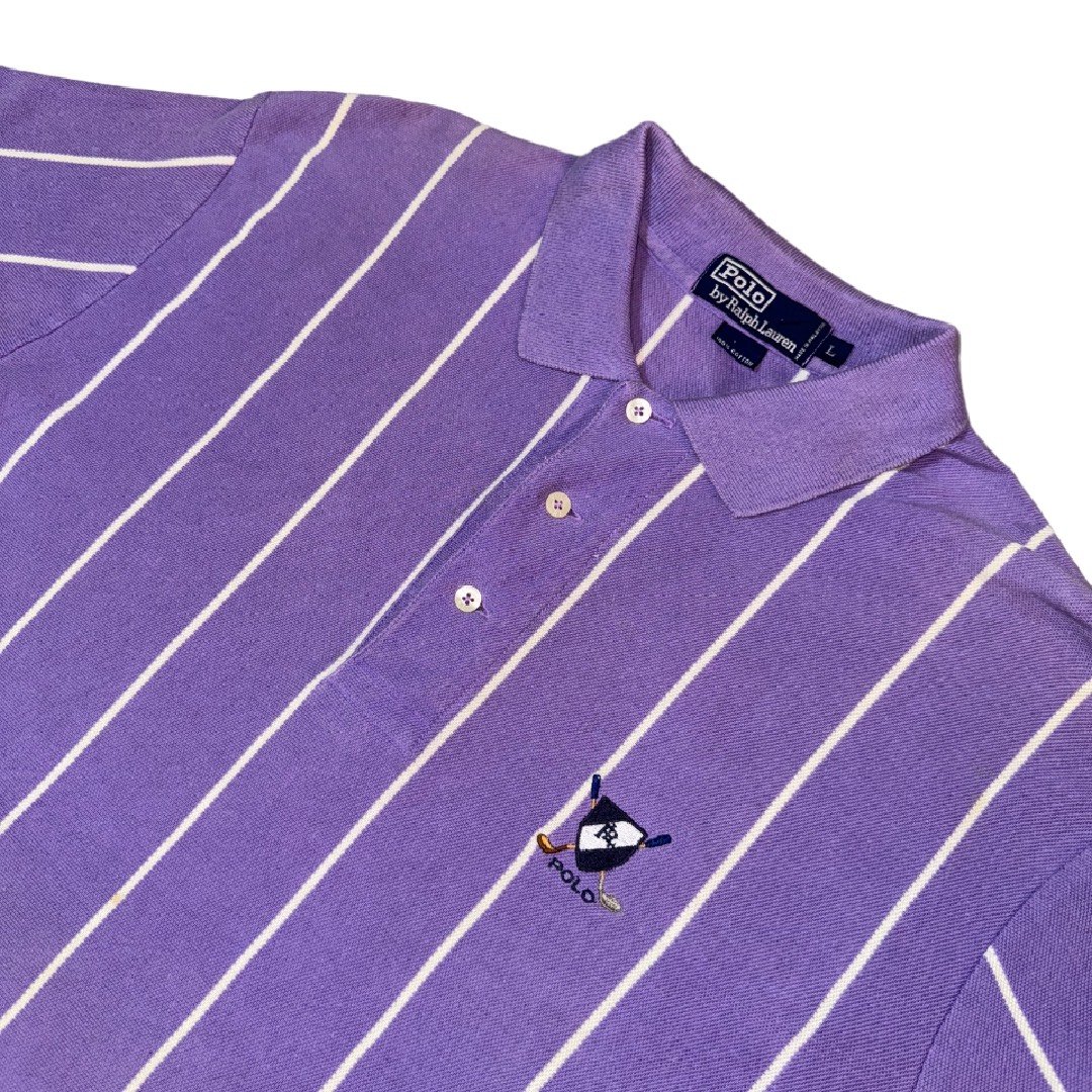 Polo Golf Ralph Lauren purple white stripes