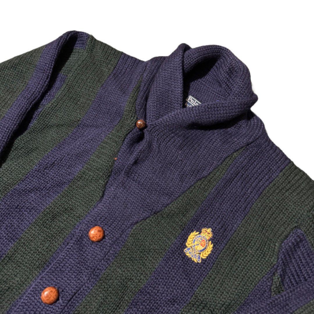 Cardigan Sweater Polo Ralph Lauren Crest Logo blue green