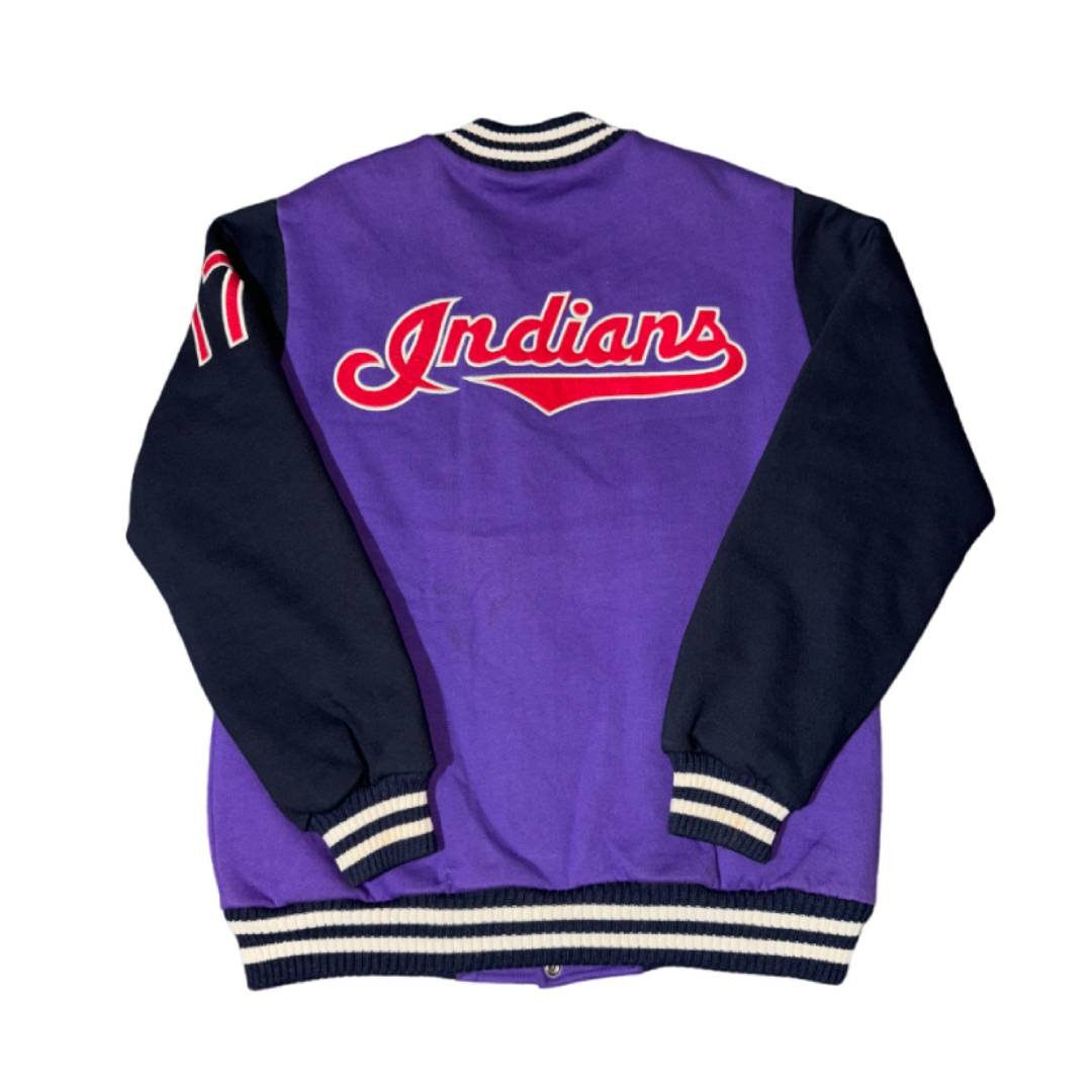 Varsity Jacket MLB Cleveland Indians Purple Black