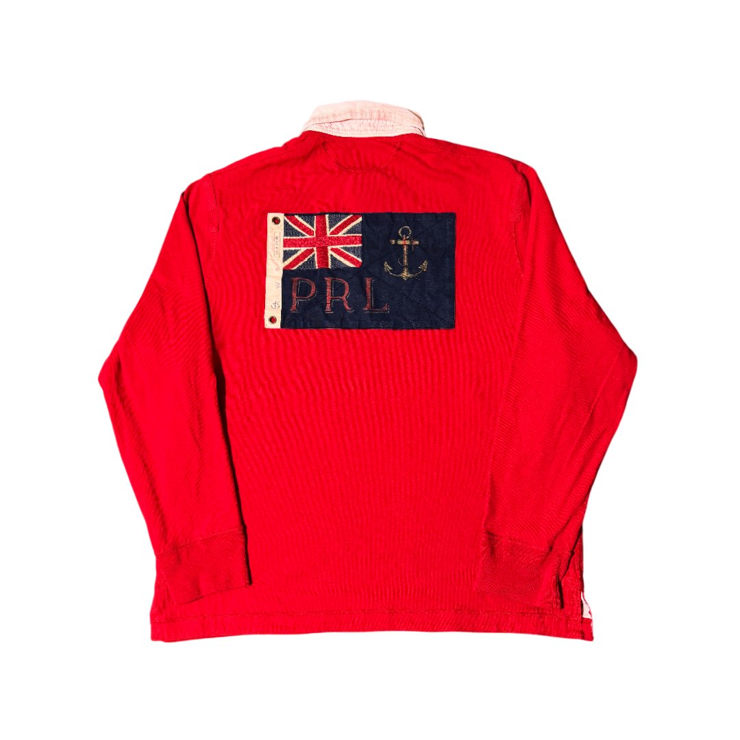 Polo Longsleeve Ralph Lauren RLPC Flag Cross Red Blue