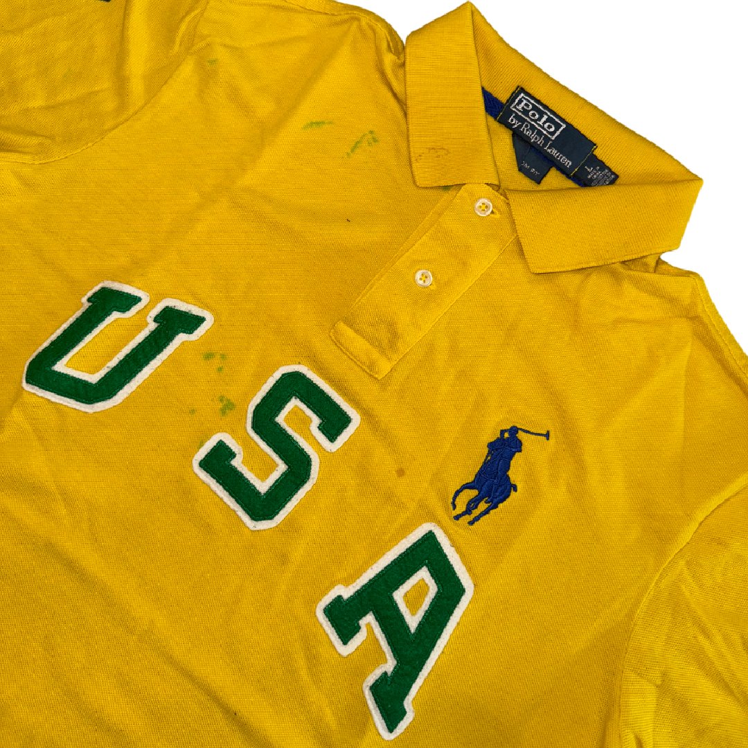 Polo Ralph Lauren Big Pony USA Embroidery Yellow Green Blue