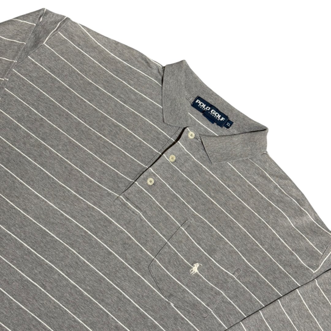Longsleeve Polo Golf Ralph Lauren Grey White Stripes