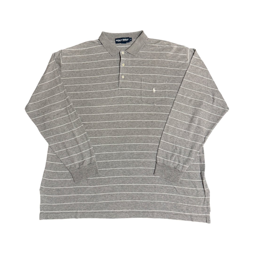 Longsleeve Polo Golf Ralph Lauren Grey White Stripes