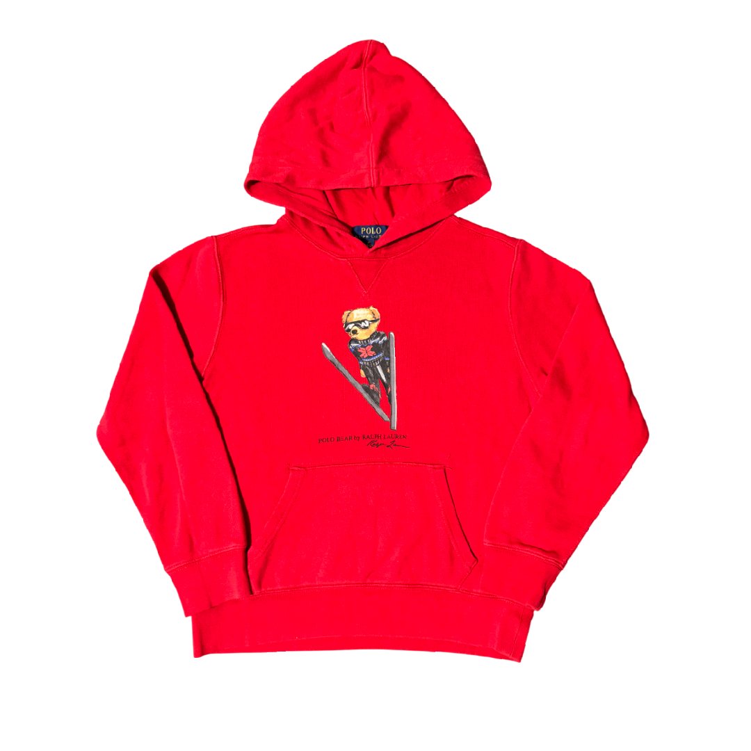 Hoodie Sweatshirt Polo Ralph Lauren Skiing Bear Red