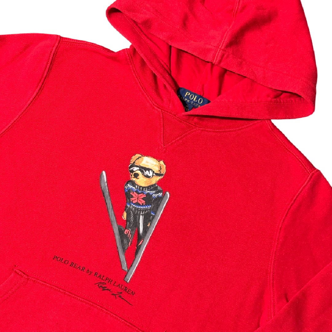 Hoodie Sweatshirt Polo Ralph Lauren Skiing Bear Red